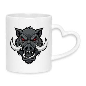 Sanglier Alpha Colère Mascotte Boar Head - Mug avec anse en forme de cœur - blanc - Droite