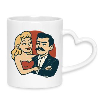 Duo rétro en rouge vintage - Mug avec anse en forme de cœur - blanc - Droite