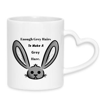 Grauer Hase/Haare - Tasse mit Herzhenkel - Weiß - Rechts