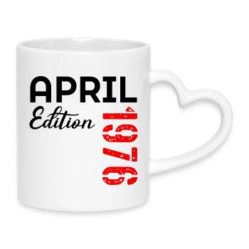 51. Geburtstag April 1976 - Tasse mit Herzhenkel - Weiß - Rechts