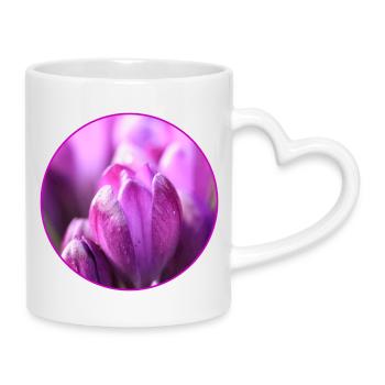Crocus Crocus Fleurs violettes Crocus Bourgeon de crocus - Mug avec anse en forme de cœur - blanc - Droite