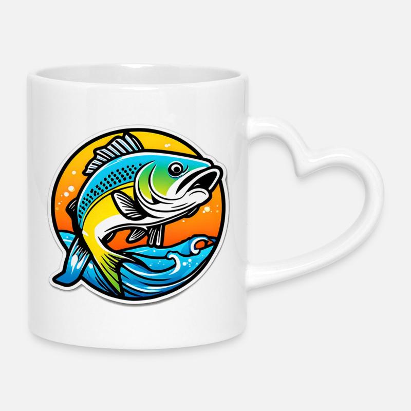 Bass arc-en-ciel éclatant - Mug avec anse en forme de cœur - blanc