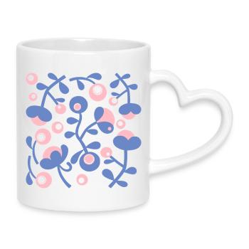Abstrakte Pfingstrosen L Rose Blau Weiß - Tasse mit Herzhenkel - Weiß - Rechts