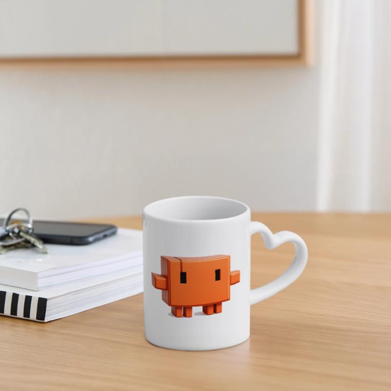 Claude Code Pixel 3D Mascot Cute Dev Sticker Mug avec anse en forme de cœur
