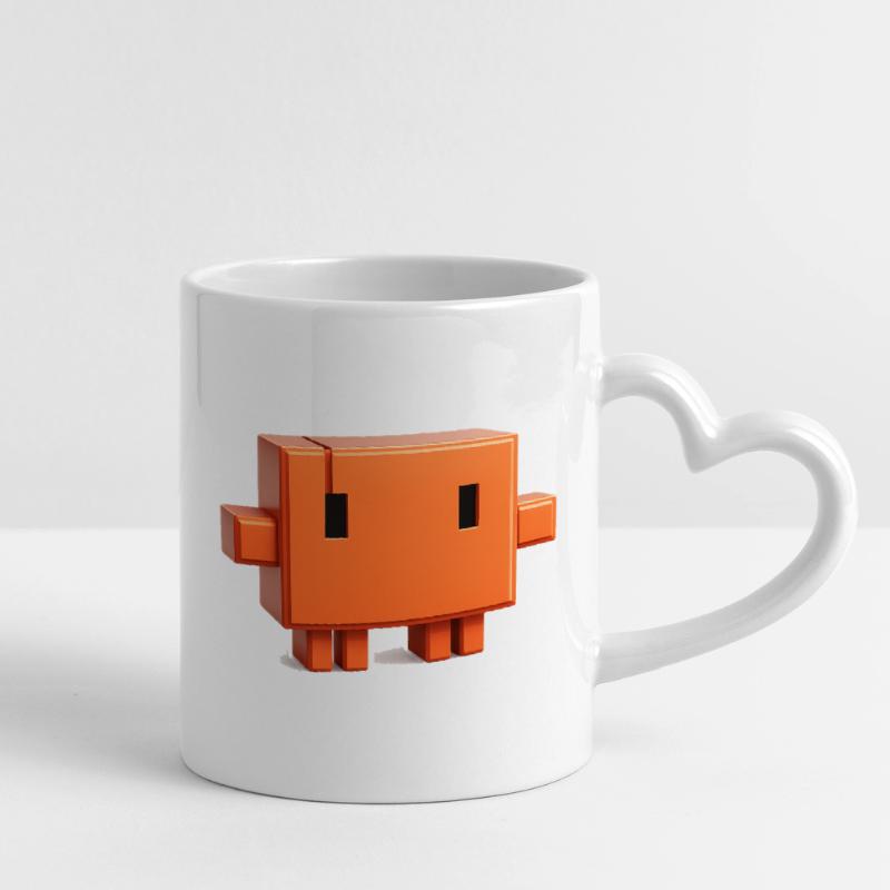 Claude Code Pixel 3D Mascot Cute Dev Sticker Mug avec anse en forme de cœur