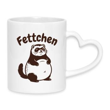 Frettchen - Fettchen mit dicken Bauch - Tasse mit Herzhenkel - Weiß - Rechts