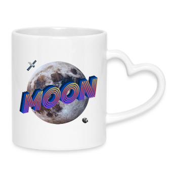 Moon - Outer Space Series - Mug with Heart-Shaped Handle - white - Right