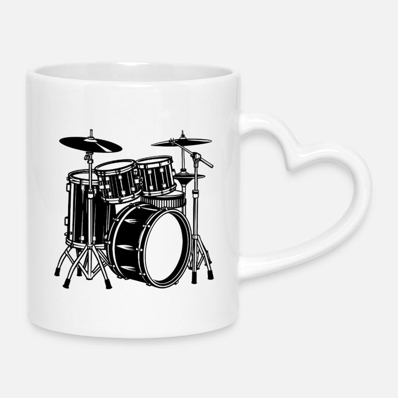 Schlagzeug - Tasse mit Herzhenkel - Weiß