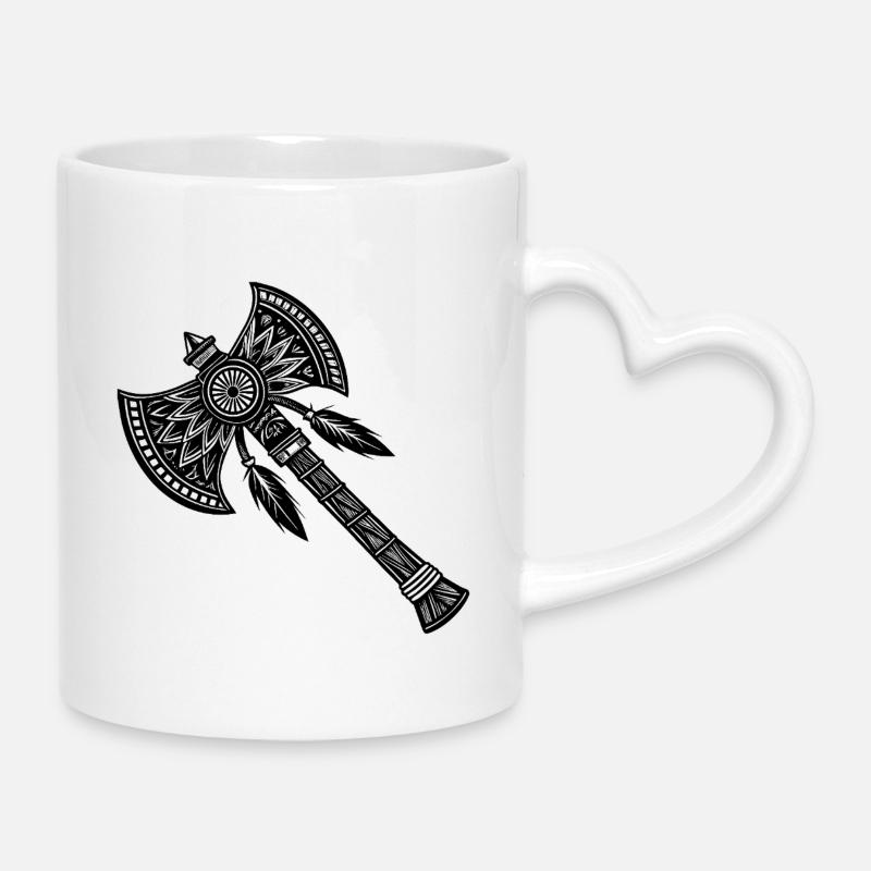 Indian axe - Mug with Heart-Shaped Handle - white