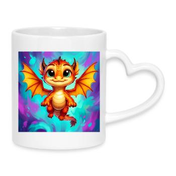 dragon - Mug with Heart-Shaped Handle - white - Right