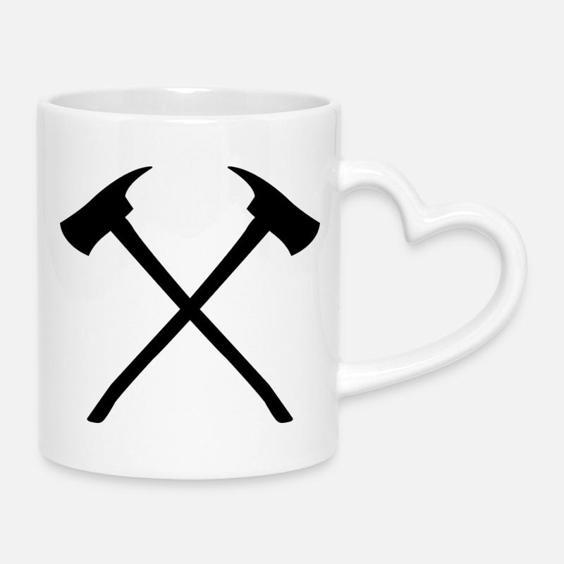Crossed Axes - Mug with Heart-Shaped Handle - white