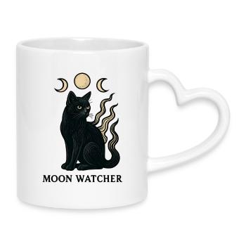 Chat Gardien de la Lune - Mug avec anse en forme de cœur - blanc - Droite