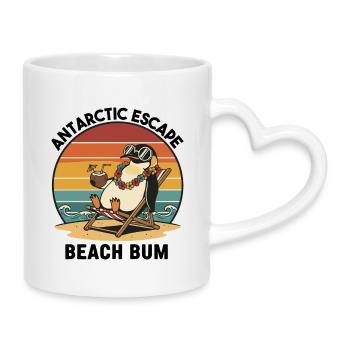 Penguin Beach Retro Beach Bum - Tasse mit Herzhenkel - Weiß - Rechts