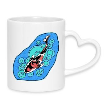 Koi Azure Spiral - Mug with Heart-Shaped Handle - white - Right