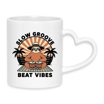Paresseux Sloth Bongo Slow Groove Beat Vibes - Mug avec anse en forme de cœur - blanc - Droite