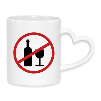 Kein Alkohol - Tasse mit Herzhenkel - Weiß - Rechts