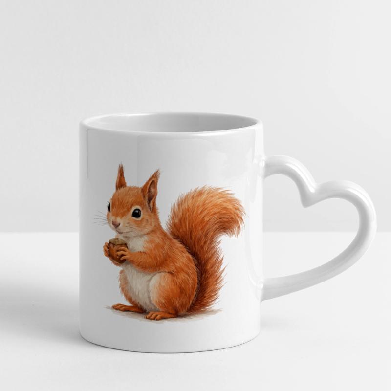 Eichhörnchen mit Eichel Illustration Tasse mit Herzhenkel