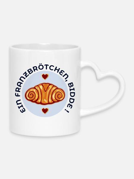 Franzbrötchen Gebäck - Tasse mit Herzhenkel - Weiß