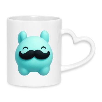 Mr. Minimalist ham cute character - Mug with Heart-Shaped Handle - white - Right