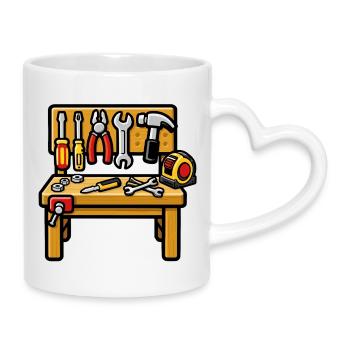 DIY workshop workbench - Mug with Heart-Shaped Handle - white - Right