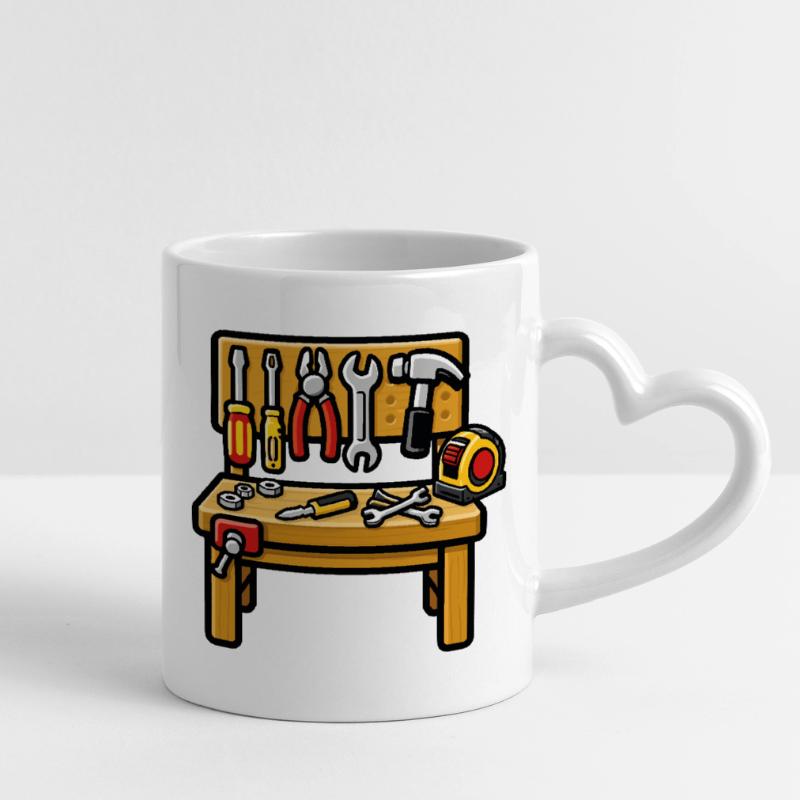 DIY workshop workbench Mug with Heart-Shaped Handle