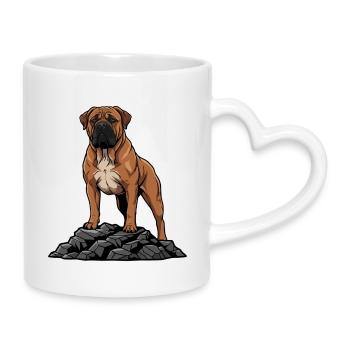 Boerboel Dog Portrait Fawn Mask Black - Mug with Heart-Shaped Handle - white - Right