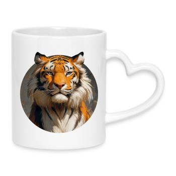 Tiger-Design - Tasse mit Herzhenkel - Weiß - Rechts