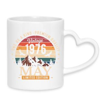 Vintage Mai 1976 Anniversaire Mai 1976 - Mug avec anse en forme de cœur - blanc - Droite