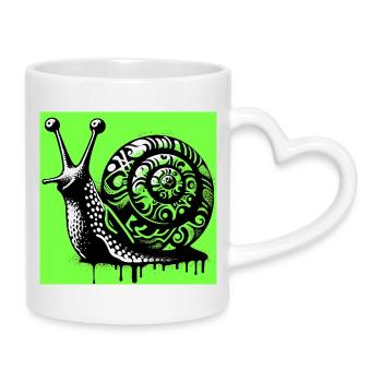 Schnecke - Tasse mit Herzhenkel - Weiß - Rechts