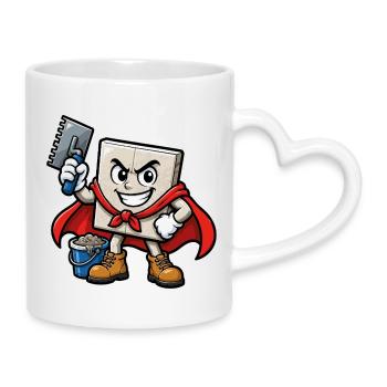 Superhero Tile Tile - Mug with Heart-Shaped Handle - white - Right