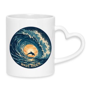 Dolphin Ocean Sea WAVE RIDER - Mug with Heart-Shaped Handle - white - Right