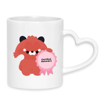 Certified Awkward Red Panda - Mug with Heart-Shaped Handle - white - Right