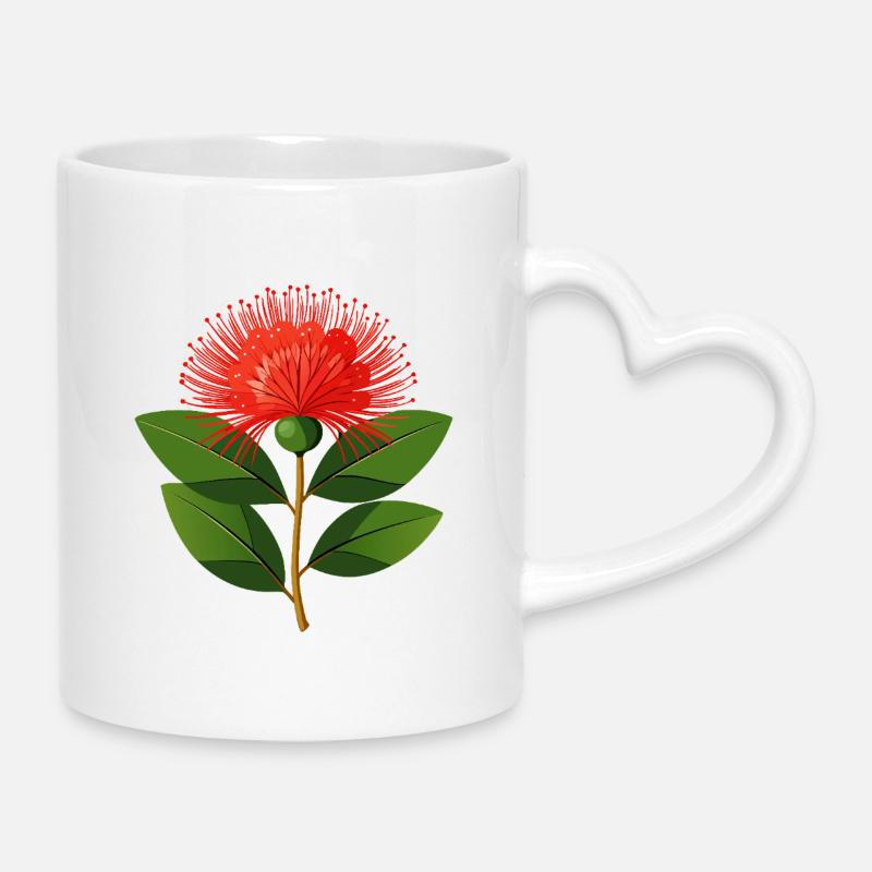 Pohutukawa-Blume - Tasse mit Herzhenkel - Weiß