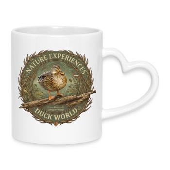 Natur erleben Vögel Ente Stockente Tier Motiv - Tasse mit Herzhenkel - Weiß - Rechts