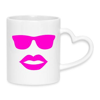 Lunettes de soleil - Mug avec anse en forme de cœur - blanc - Droite