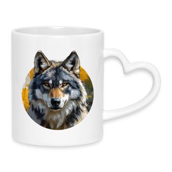 Wolf-Design - Tasse mit Herzhenkel - Weiß - Rechts