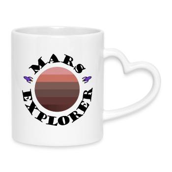 Planète Mars Coucher du soleil avec des fusées - Mug avec anse en forme de cœur - blanc - Droite
