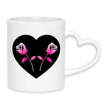 Roses - Mug with Heart-Shaped Handle - white - Right