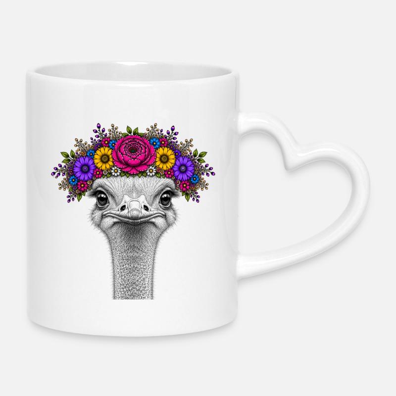 Bouquet with colorful flower wreath - Mug with Heart-Shaped Handle - white