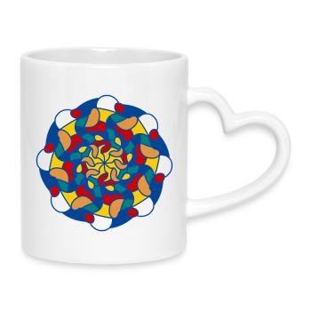 Helles Kaleidoskop-Mandala - Tasse mit Herzhenkel - Weiß - Rechts