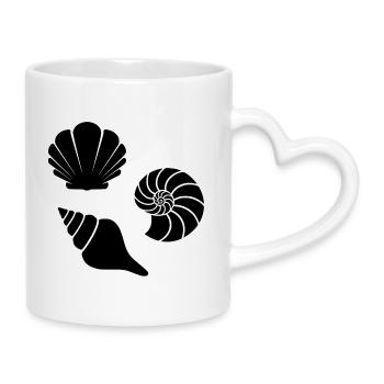 Muscheln - Tasse mit Herzhenkel - Weiß - Rechts