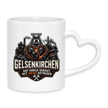 Gelsenkirchen Kohle Herz Ruhrpott Ruhrgebiet - Tasse mit Herzhenkel - Weiß - Rechts