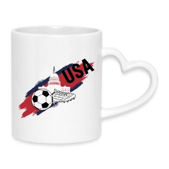 USA Football USA Soccer Fan Trikot - Tasse mit Herzhenkel - Weiß - Rechts