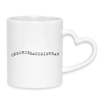 Unschubladisbar – Self-deprecating saying - Mug with Heart-Shaped Handle - white - Right