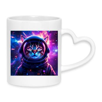 Space Cat - Mug with Heart-Shaped Handle - white - Right