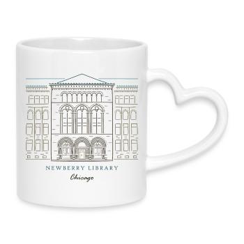 Historisches Bibliotheksgebäude Chicago - Tasse mit Herzhenkel - Weiß - Rechts