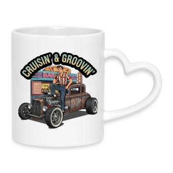 Nostalgic Cruising Moment Vintage Design - Mug with Heart-Shaped Handle - white - Right