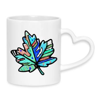 Ahorn Blatt Bunt Symbol - Tasse mit Herzhenkel - Weiß - Rechts
