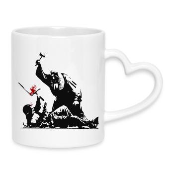 Banksy Street Art gegen Zensur Protest - Tasse mit Herzhenkel - Weiß - Rechts
