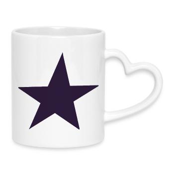 Purple star motif with artistic flair - Mug with Heart-Shaped Handle - white - Right